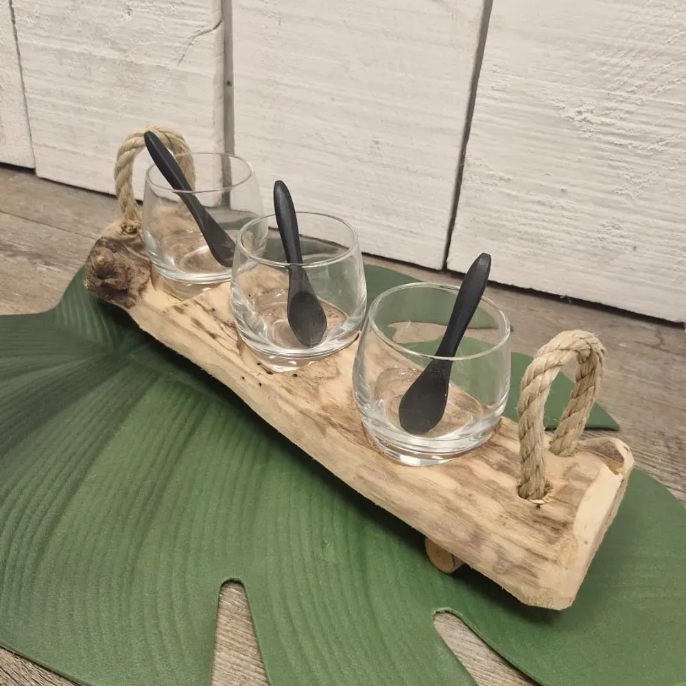 Porte verrines en bois flotté